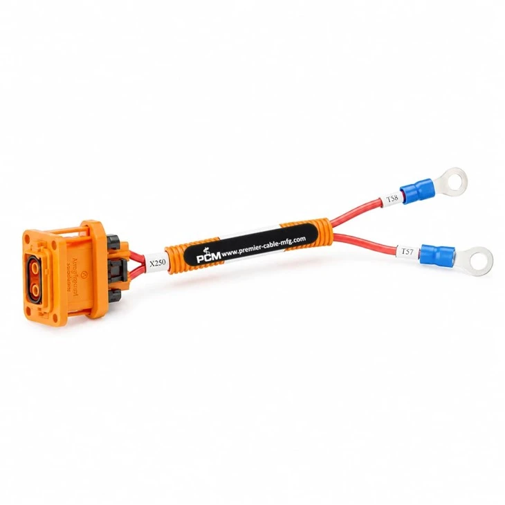 Amphenol ATHP042P25EL HVIL Connector To Blue Insulated Ring Terminal Wire Harness factory