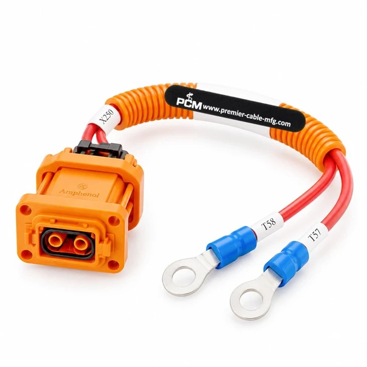 Amphenol ATHP042P25EL HVIL Connector To Blue Insulated Ring Terminal Wire Harness best