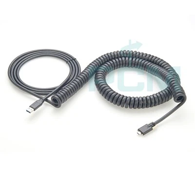 Активен USB 3.0 Тип-A към USB C навит кабел със заключване с двоен винт