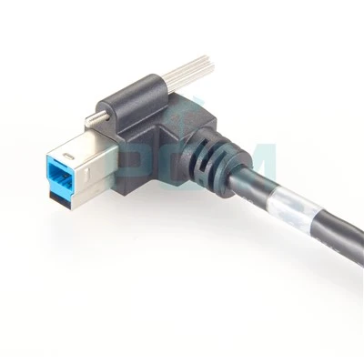 USB 3.0 SuperSpeed ​​A до B Кабел за заключване на винт Правоъгълен кабел за индустриална камера